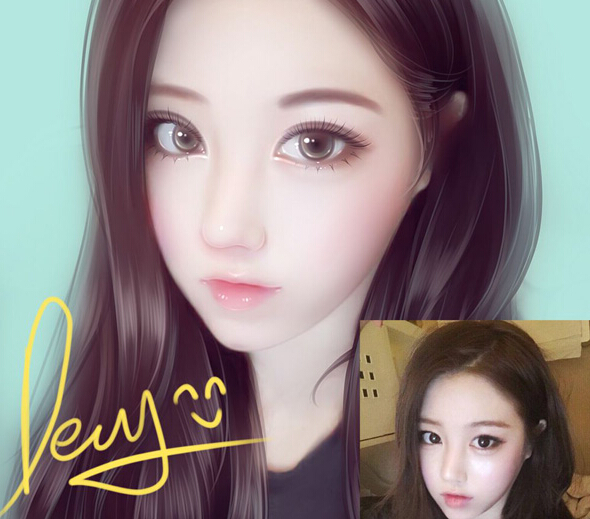 PS+SAI把美女圖片轉為清爽可愛的仿手繪效果