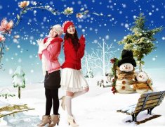 圣誕節風格雪花飄飄PSD素