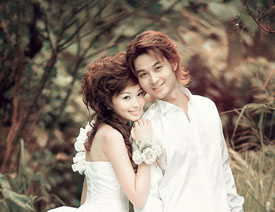 PS打造甜美的淡褐色外景婚